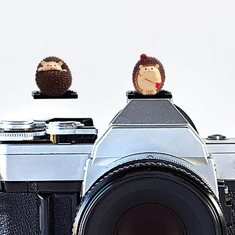 MENGSOOD Camera Hot Shoe Cover, Cute Hot Shoe Cap, Hot Shoe Protector Compatible with Sony Fujifilm Fuji Canon Nikon Pentax Leical Panasonic (2pcs Hedgehog) - Image 1